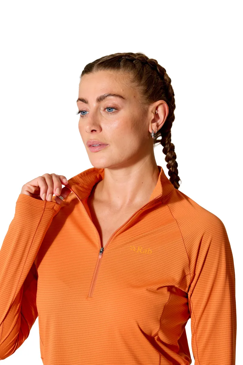 Rab Womens Sonic Long Sleeved Zip-Tee - Dark Melba-7