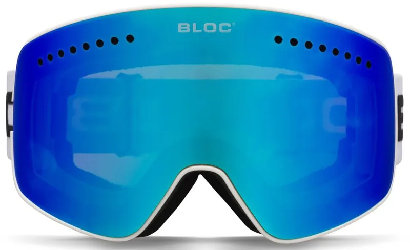 BLOC Fifty-Five Goggle - Matt White-Blue Mirror Lens-Powder Lens-1