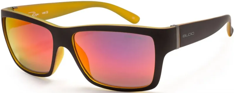 BLOC Riser Sunglasses - Matt Black-Yellow Red Mirror