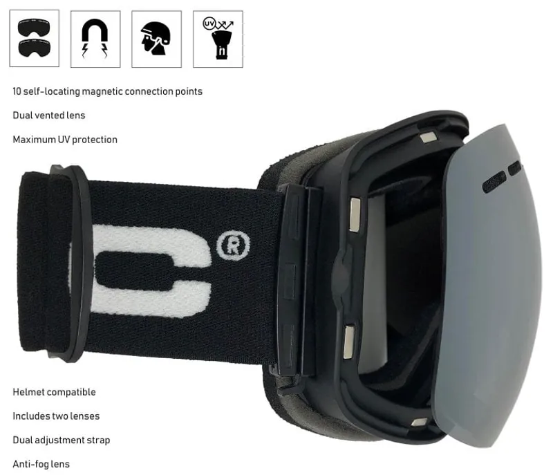 BLOC Sixty-Five Goggle - Matt Black-Silver Mirror-Orange Revo Blue Lens-3