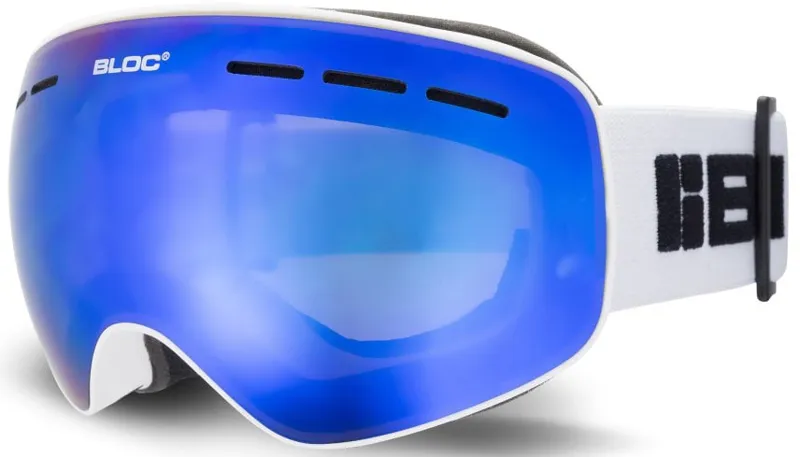 BLOC Small Fit Moon Goggle - Matt White-Blue Mirror Lens