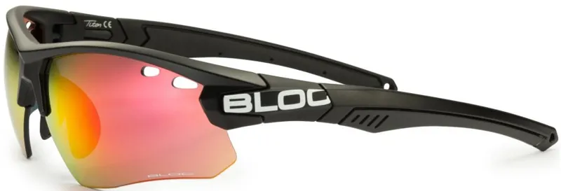 BLOC Titan Sunglasses - Black-Red Mirror