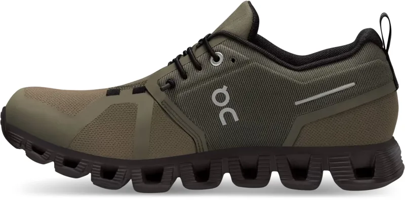 ON Womens Cloud 5 Waterproof Shoes - Olive-Black-1