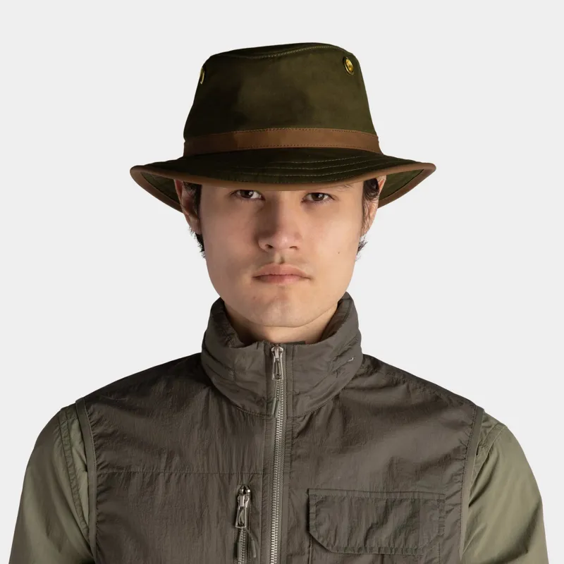 Tilley TWC7 Outback Waxed Hat - Green-British Tan-1