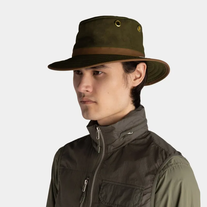Tilley TWC7 Outback Waxed Hat - Green-British Tan-2