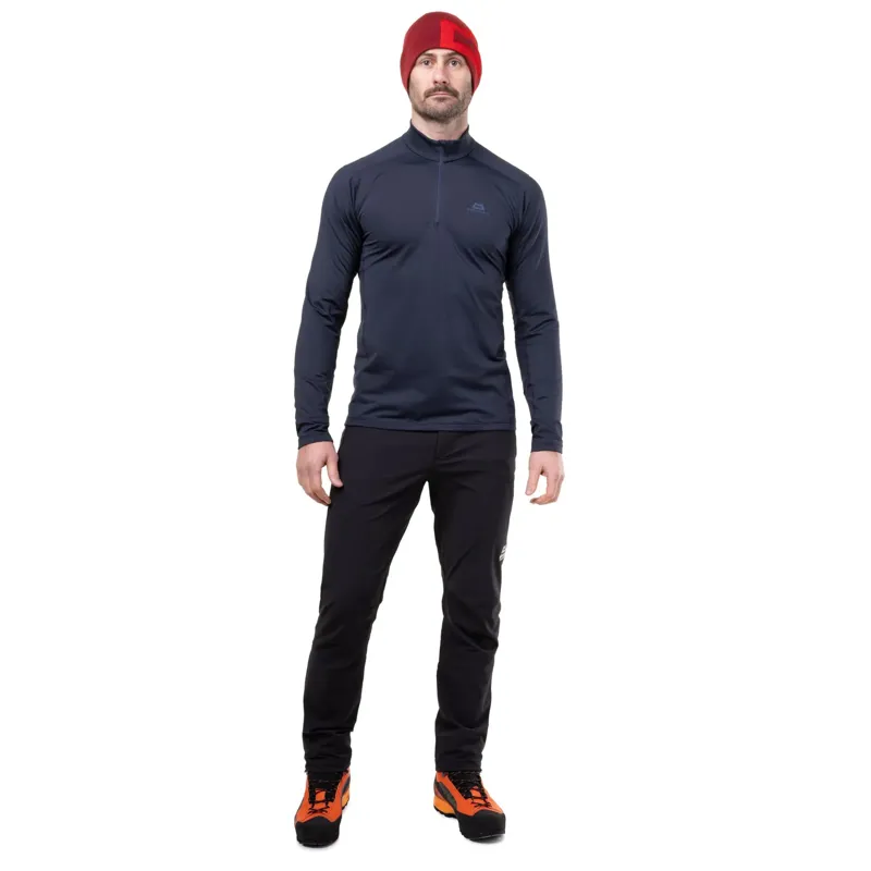 Mountain Equipment Mens Cerrig Long Sleeved Zip-Tee - Goblin Blue-1