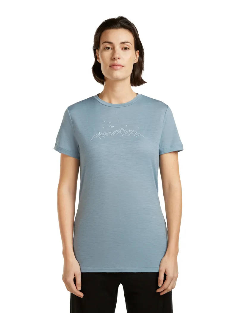 Icebreaker Womens Merino 150 Tech Lite Short Sleeved Tee - Sparkling Stars-Flint Blue-1