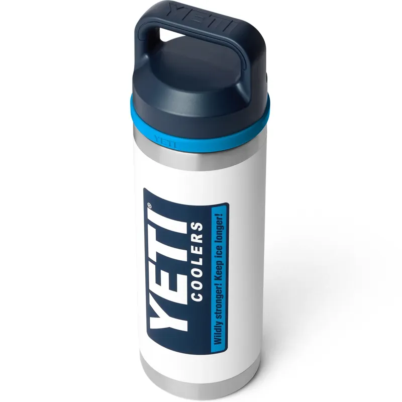 YETI Rambler 18oz Bottle with Chug Cap - White-Blue-2