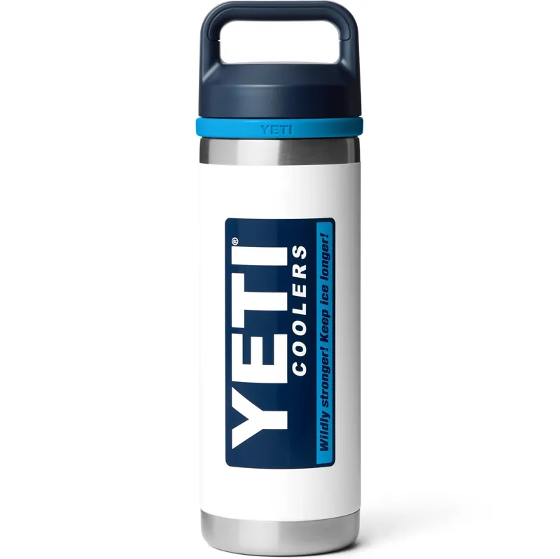 YETI Rambler 18oz Bottle with Chug Cap - White-Blue