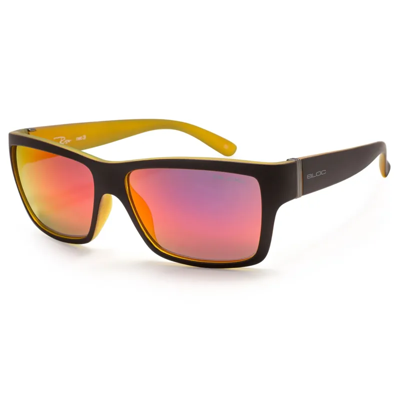 BLOC Riser Sunglasses - Matt Black-Yellow Red Mirror