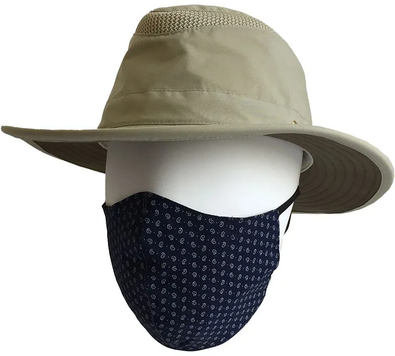 Tilley Cotton Face Mask - 2 Pack - Navy Print and Mid Blue-4