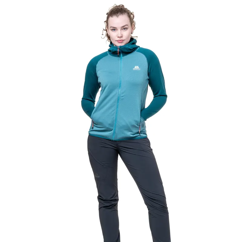 Mountain Equipment Womens Eclipse Hooded Jacket - Deep Teal-Fresh Green-1
