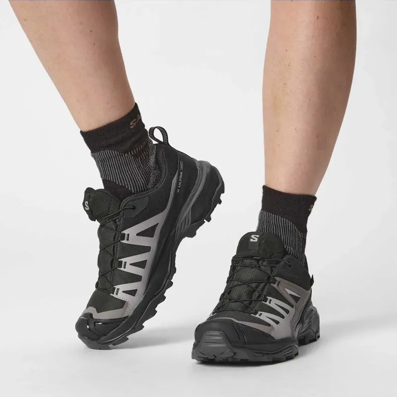 Salomon Womens X Ultra 360 GTX Shoes - Black-Plum Kitten-Shale-6