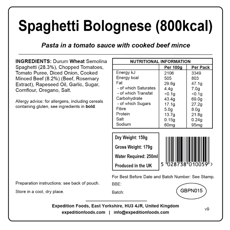 Expedition Foods Spaghetti Bolognese - 800kcal-1