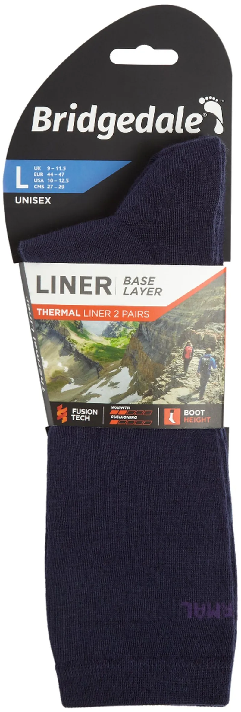 Bridgedale Unisex Thermal Liner Socks - Twin Pack - Navy-3