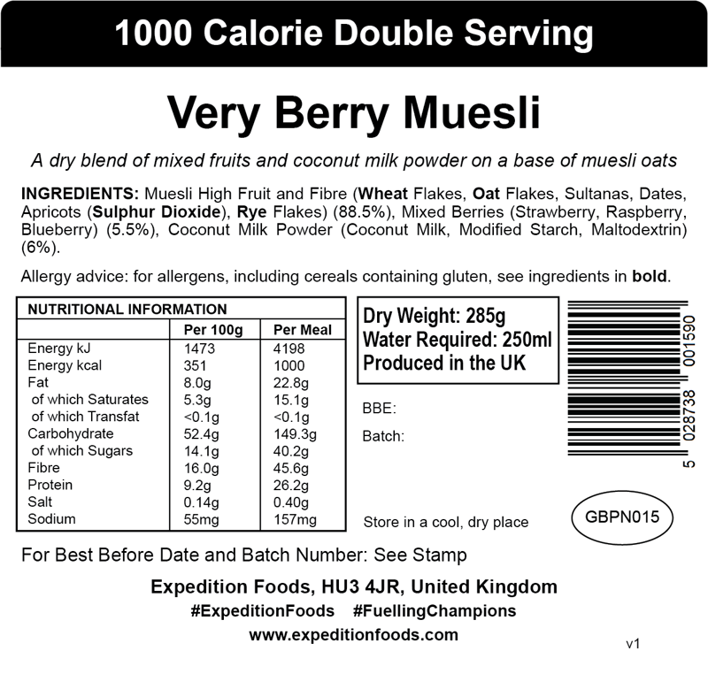 Expedition Foods Very Berry Muesli - 1000kcal-1