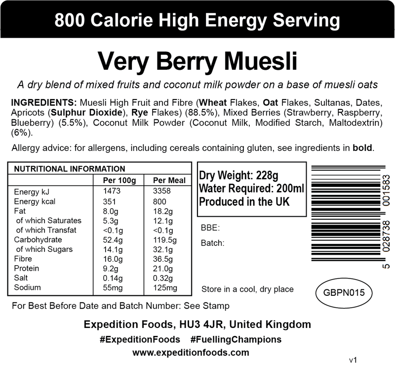 Expedition Foods Very Berry Muesli - 800kcal-1