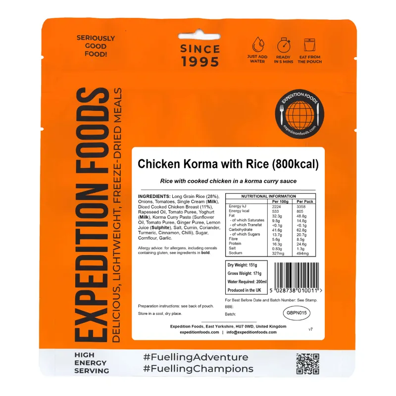Expedition Foods Chicken Korma with Rice - 800kcal