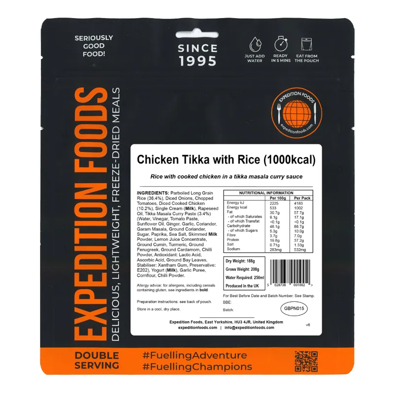 Expedition Foods Chicken Tikka with Rice - 1000kcal