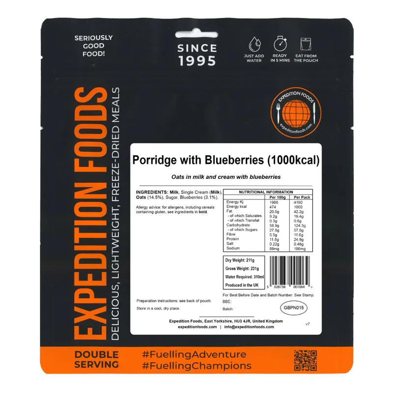 Expedition Foods Porridge with Blueberries - 1000kcal