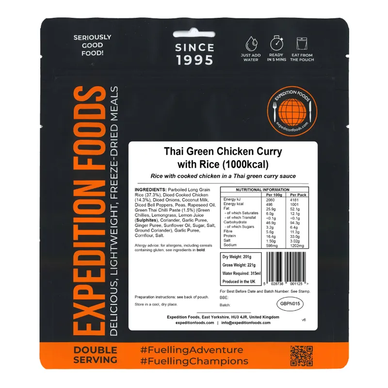 Expedition Foods Thai Green Chicken Curry with Rice - 1000kcal