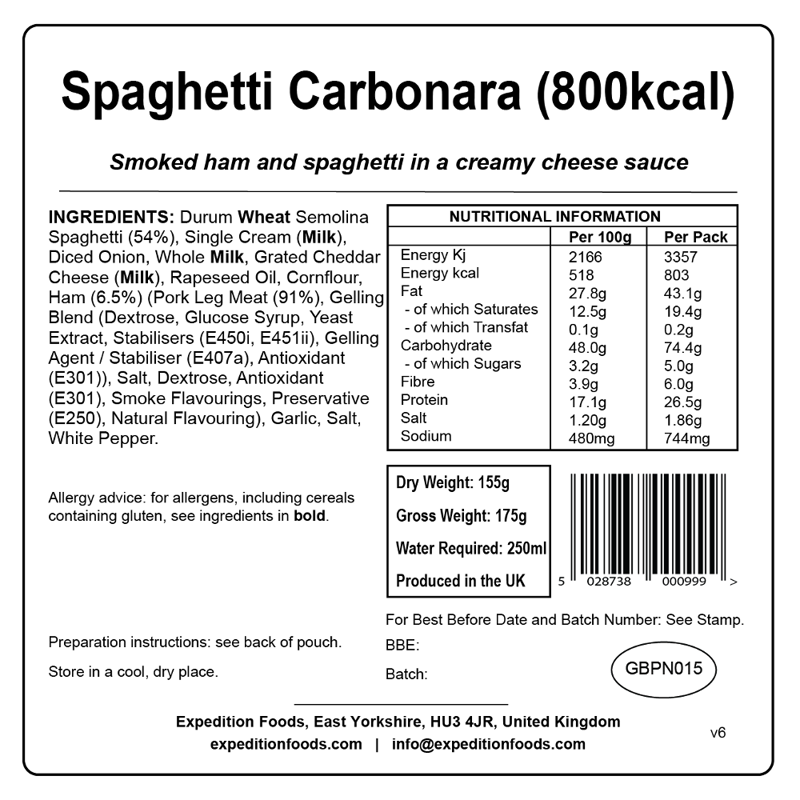 Expedition Foods Spaghetti Carbonara - 800kcal-1