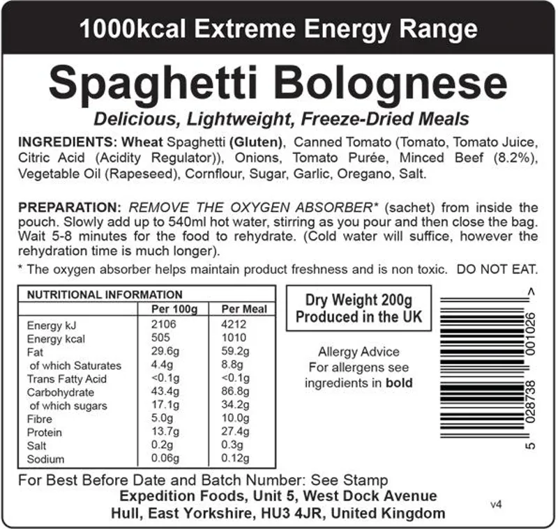Expedition Foods Spaghetti Bolognese 1000kcal