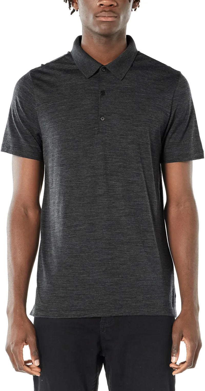 Icebreaker Mens Tech Lite SS Polo - Jet Heather-1