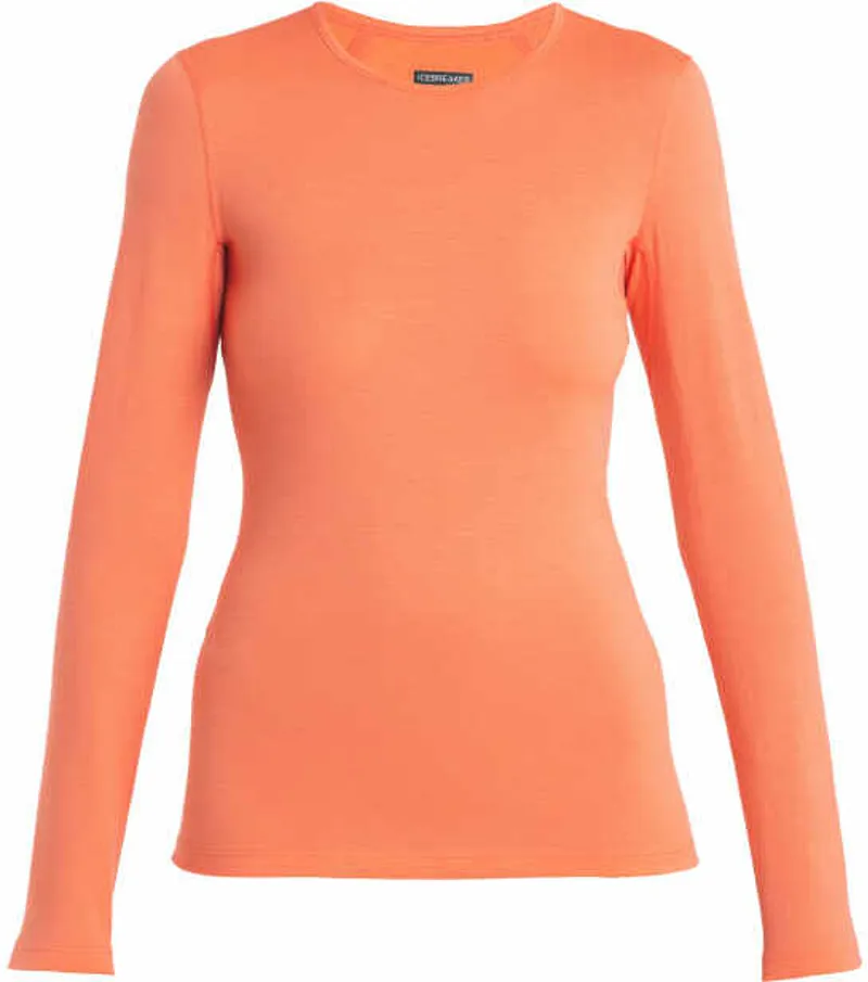 Icebreaker Womens 200 Oasis Long Sleeved Crewe Top - Tang