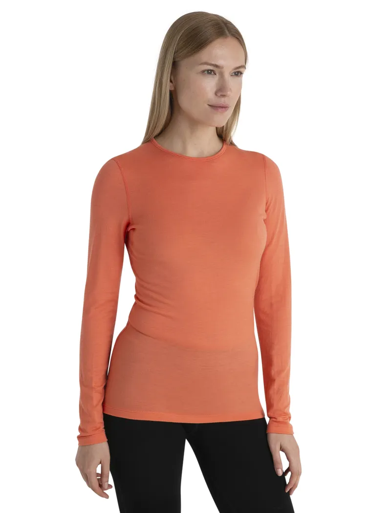 Icebreaker Womens 200 Oasis Long Sleeved Crewe Top - Tang-3