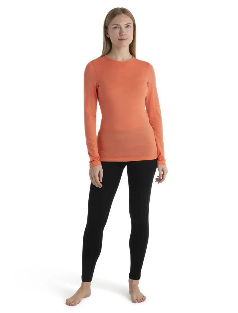 Icebreaker Womens 200 Oasis Long Sleeved Crewe Top - Tang-5