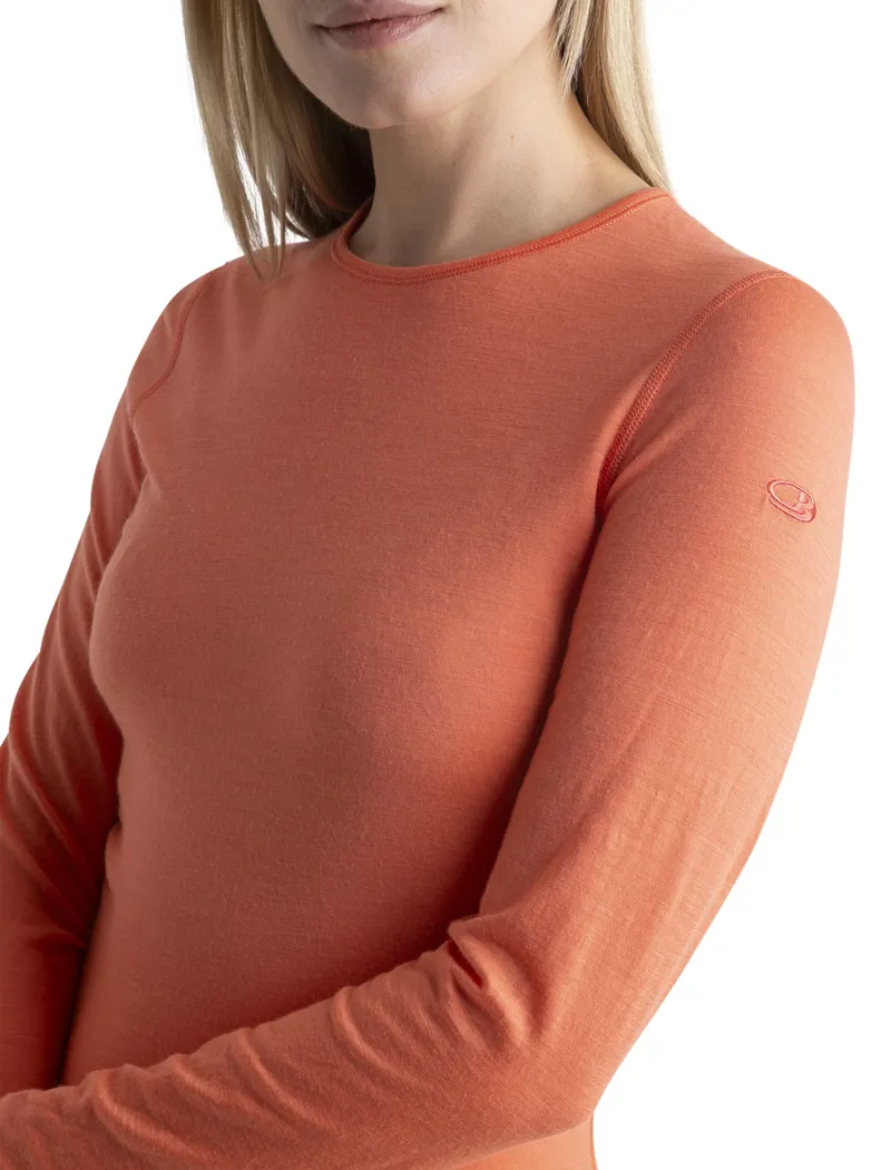 Icebreaker Womens 200 Oasis Long Sleeved Crewe Top - Tang-2