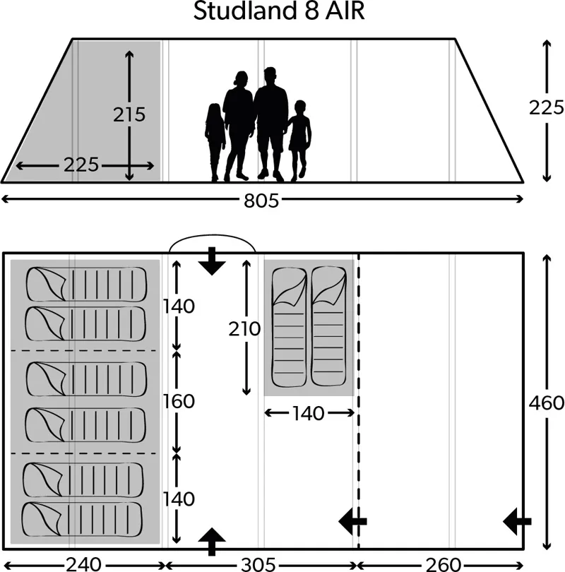 Kampa Dometic Studland 8 AIR Tent - 2020 Model-1