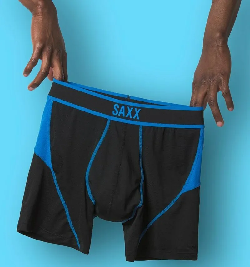 SAXX Mens Kinetic Boxer Brief - Black Electric Blue-2