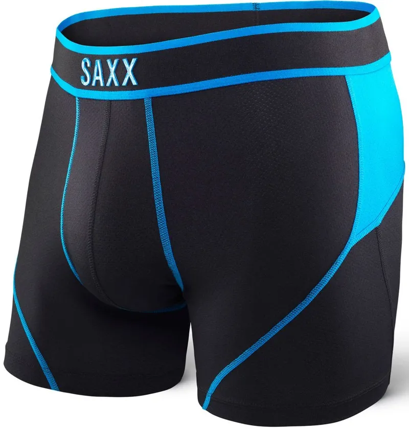 SAXX Mens Kinetic Boxer Brief - Black Electric Blue