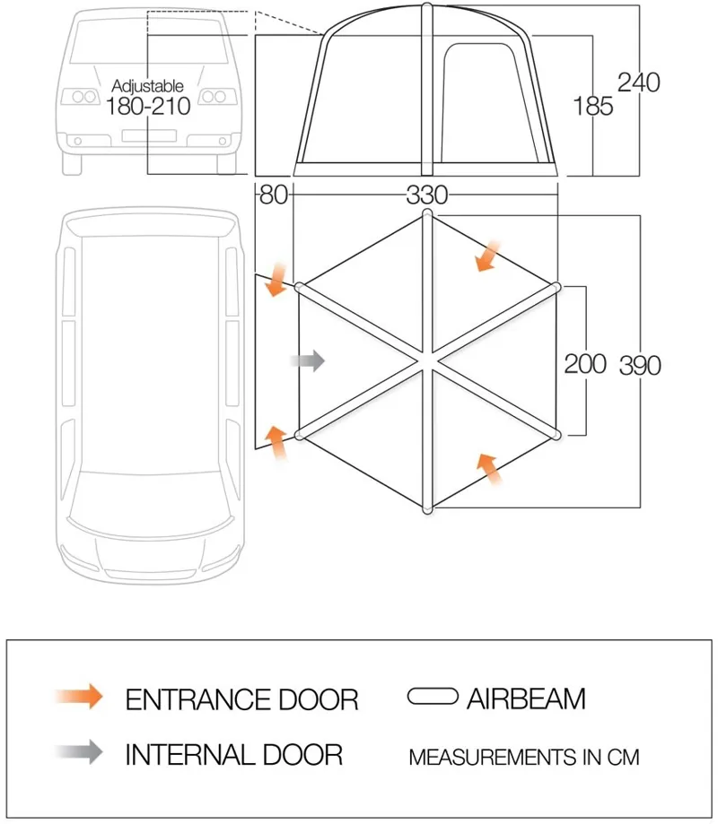 Vango AirHub Hexaway II Low Inflatable AirBeam Awning - 2020 Model-2