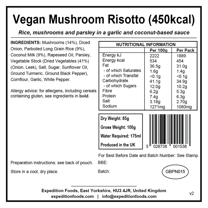 Expedition Foods Vegan Mushroom Risotto - 450kcal-1