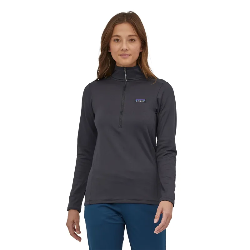 Patagonia Womens R1 Daily Zip Neck - Ink Black - Black X-Dye -1