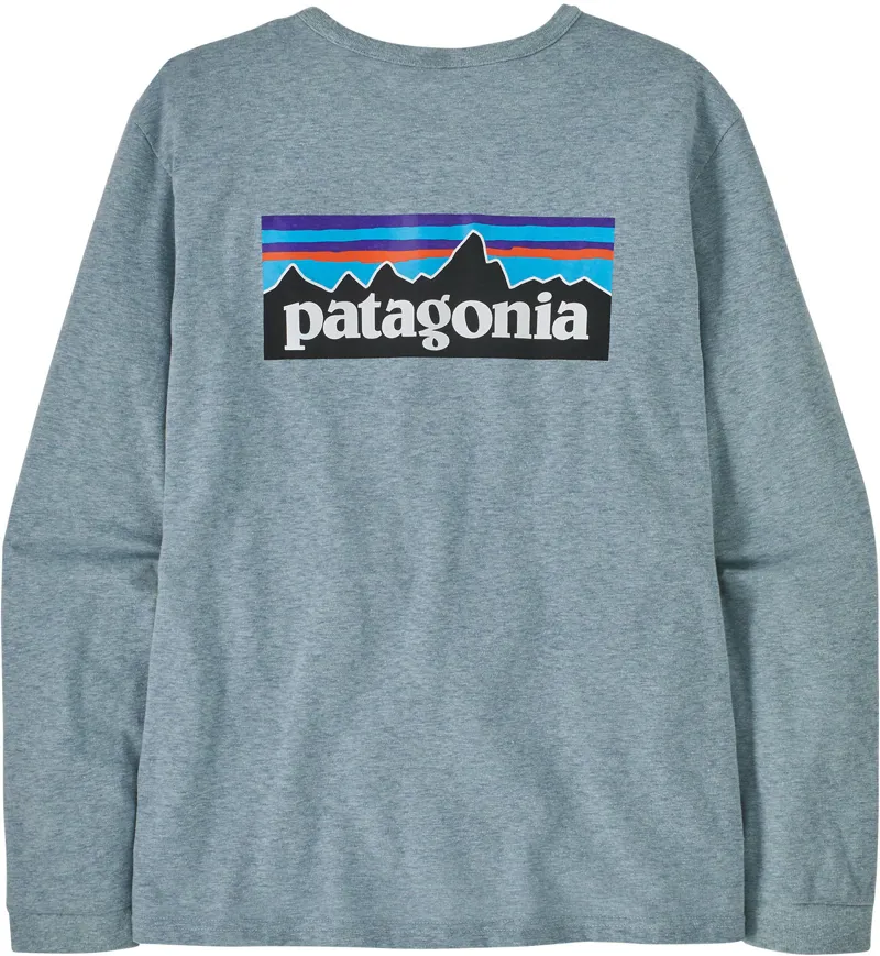 Patagonia Womens Long Sleeved P-6 Logo Responsibili-Tee - Thermal Blue-1