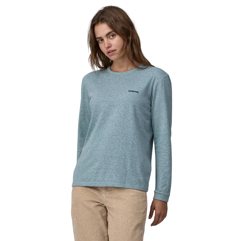 Patagonia Womens Long Sleeved P-6 Logo Responsibili-Tee - Thermal Blue-2