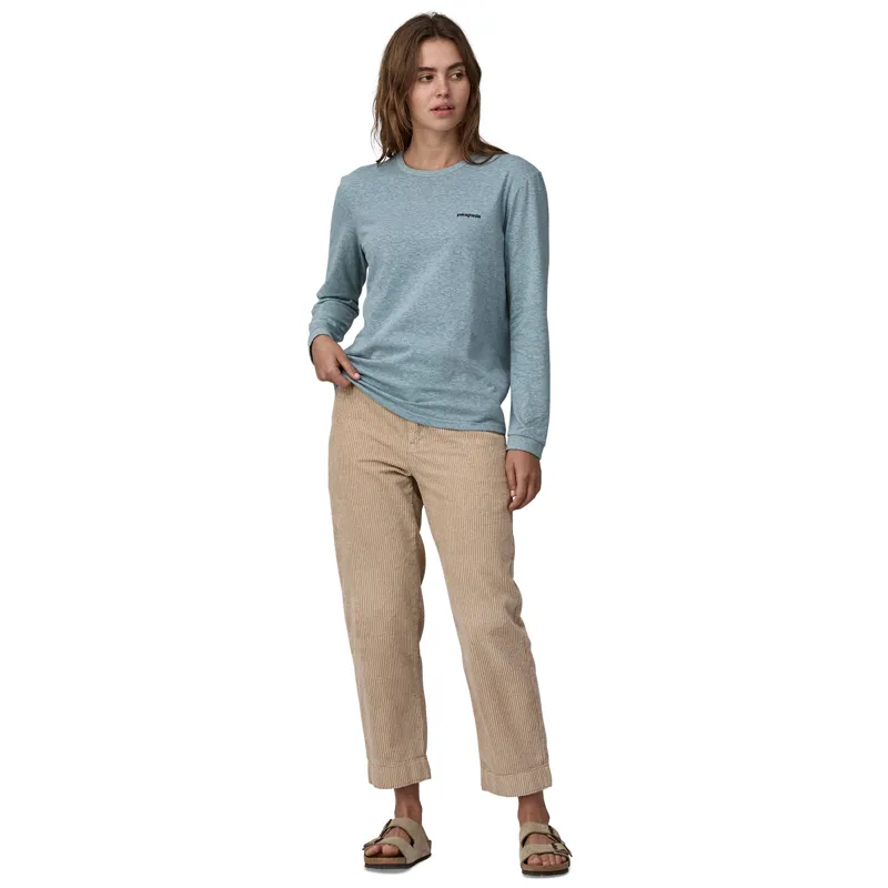 Patagonia Womens Long Sleeved P-6 Logo Responsibili-Tee - Thermal Blue-4
