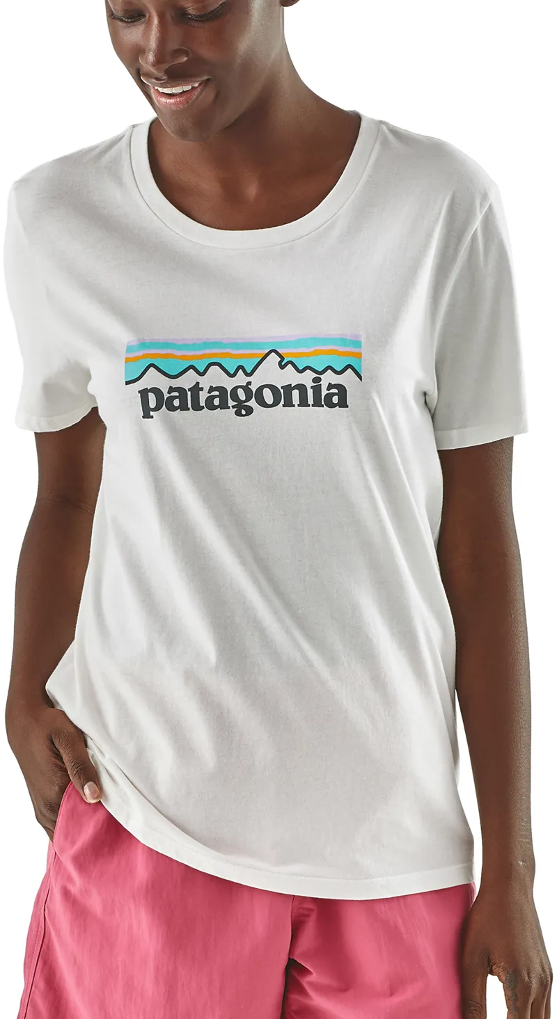 Patagonia Womens Pastel P-6 Logo Organic Crew T-Shirt - White