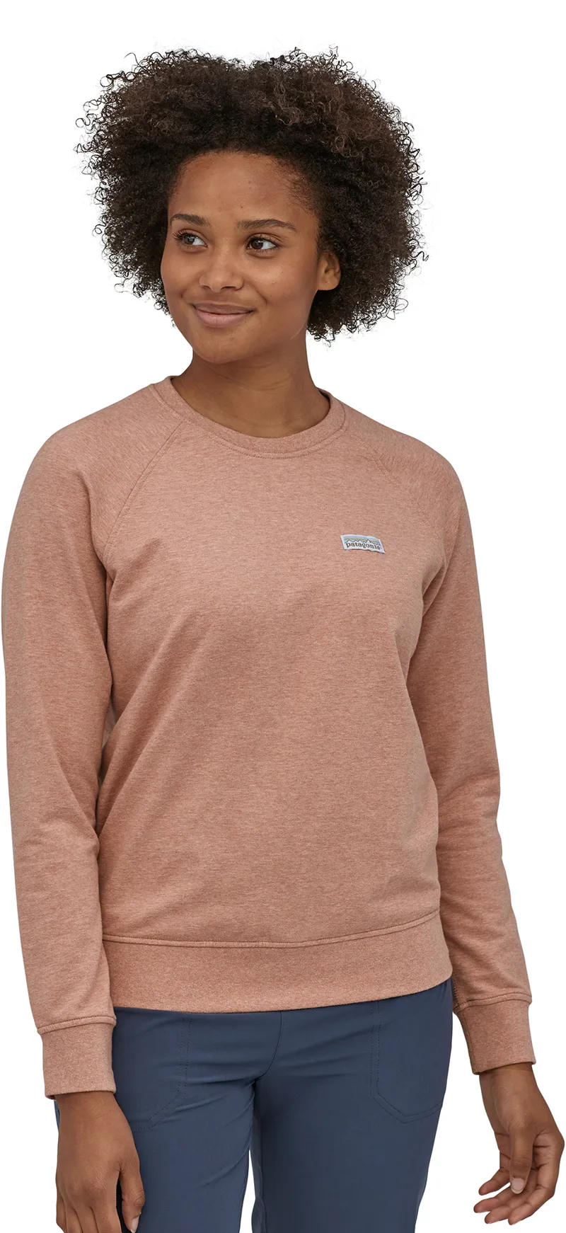Patagonia Womens Pastel P-6 Label Ahnya Crew Sweatshirt - Scotch Pink-1