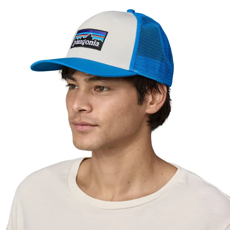 Patagonia P-6 Logo Trucker Hat - White-Vessel Blue-1