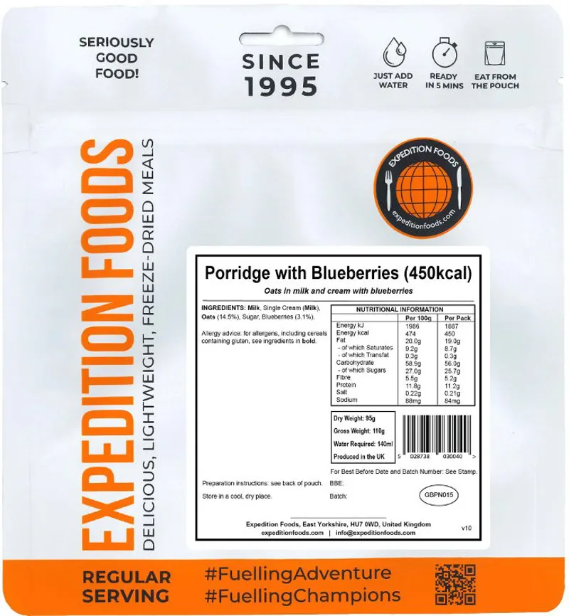 Expedition Foods Porridge with Blueberries - 450kcal