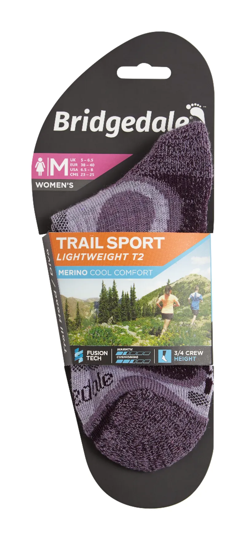 Bridgedale Womens Trail Sport Lightweight T2 3/4 Crew Socks - Heather-3